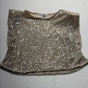 Bucketlist Sequin Crop Top - Champagne Gold Large